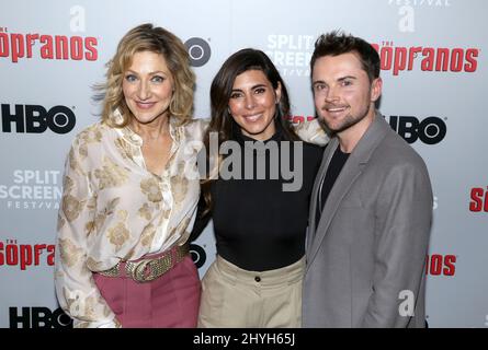 Edie Falco, Jamie-Lynn Sigler & Robert Iler attending The Sopranos 20th Anniversary Red Carpet held at the SVA Theater in New York City Stock Photo