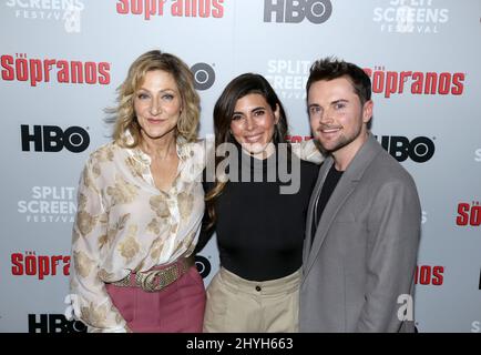 Edie Falco, Jamie-Lynn Sigler & Robert Iler attending The Sopranos 20th Anniversary Red Carpet held at the SVA Theater in New York City Stock Photo