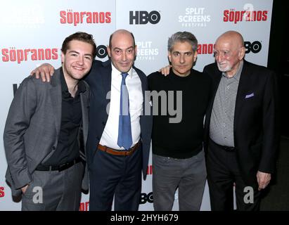 Michael Gandolfini, John Ventimiglia, Michael Imperioli & Domini attending The Sopranos 20th Anniversary Red Carpet held at the SVA Theater in New York City Stock Photo