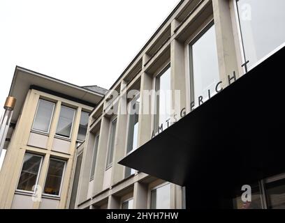 Karlsruhe, Germany. 15th Mar, 2022. Exterior shot of the district court. A trial for tax evasion in the millions was opened in the court. The defendant, a former managing director of a now insolvent kebab spit manufacturer, is alleged to have evaded taxes in eight cases from 2017 to 2019, with a total loss amounting to millions of euros. Credit: Uli Deck/dpa/Alamy Live News Stock Photo