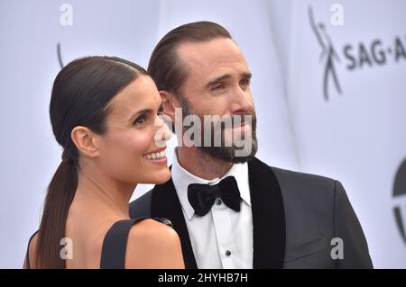 Joseph Fiennes and Maria Dolores Dieguez at the 25th Annual Screen Actors Guild Awards held at the Shrine Auditorium Stock Photo