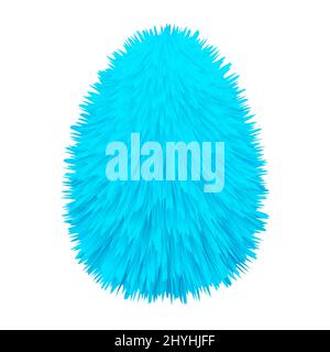 Easter egg fur blue decorative fluffy. Vector illustration isolated Stock Vector