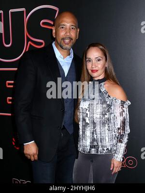 Ruben Diaz Jr. & wife Hilda Diaz attending the 'Desus & Mero' Red Carpet Premiere held at The Clocktower at The New York EDITION in New York Stock Photo