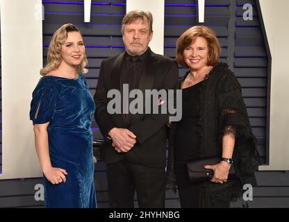 Chelsea Hamill, Mark Hamill, Marilou York at the 2019 Vanity Fair Oscar Party hosted by editor Radhika Jones held at the Wallis Annenberg Center for the Performing Arts on February 24, 2019 in Beverly Hills, California. Stock Photo