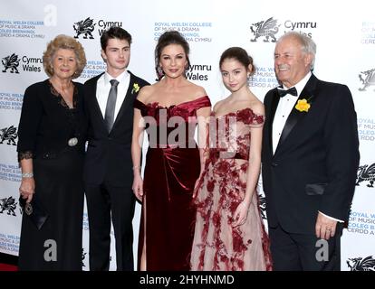 Catherine Zeta-Jones, mother Patricia Fair, son Dylan Douglas, d attending Catherine Zeta-Jones being Honoured by Royal Welsh College of Music & Drama held at The Rainbow Room on March 1, 2019 Stock Photo