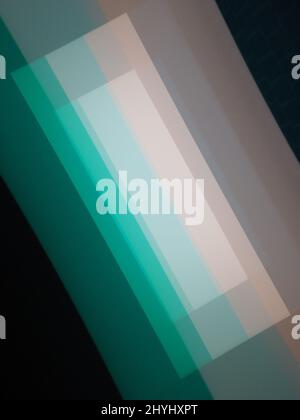 Fourth dimension abstract background. Green and pink moving squares made of light Stock Photo