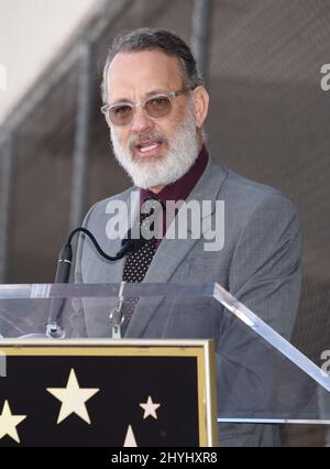 Tom Hanks joins Rita Wilson at her Hollywood Walk of Fame star ceremony on March 29, 2019 in Hollywood Stock Photo