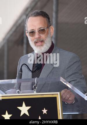 Tom Hanks joins Rita Wilson at her Hollywood Walk of Fame star ceremony on March 29, 2019 in Hollywood Stock Photo