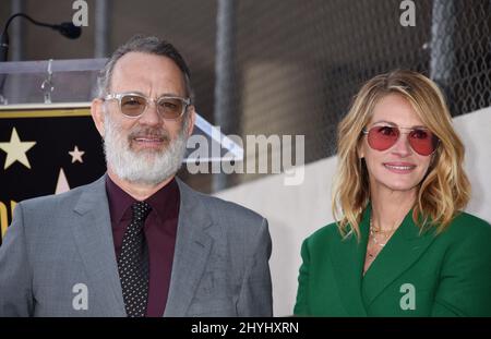 Tom Hanks and Julia Roberts joins Rita Wilson at her Hollywood Walk of Fame star ceremony on March 29, 2019 in Hollywood Stock Photo