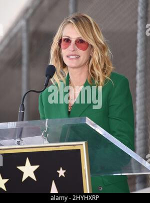 Julia Roberts joins Rita Wilson at her Hollywood Walk of Fame star ceremony on March 29, 2019 in Hollywood Stock Photo