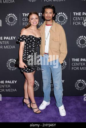 Hannah Kepple and Xolo Mariduena attending the season two premiere of Cobra Kai, in Los Angeles, California Stock Photo