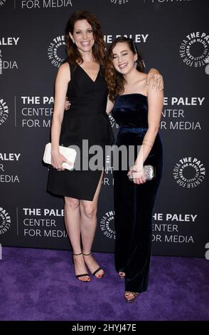 Courtney Henggeler and Mary Mouser attending the season two premiere of Cobra Kai, in Los Angeles, California Stock Photo