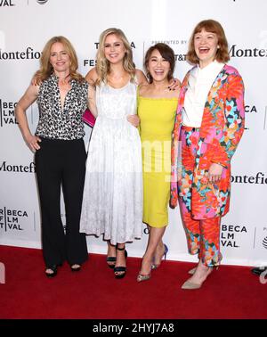 Elisabeth Shue, Erin Moriarty, Karen Fukuhara & Colby Minifie attending the 2019 Tribeca Film Festival 'The Boys' Premiere held at the SVA Theater on April 29, 2019 in New York City, NY Stock Photo