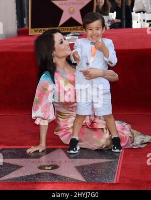 Lucy Liu is joined by Rockwell Lloyd Liu at her Hollywood Walk of Fame star ceremony on May 1, 2019 in Hollywood, CA. Stock Photo