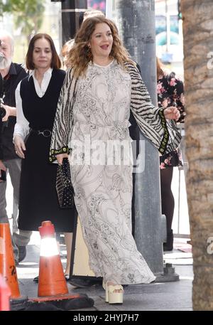 Lucy Liu is joined by Drew Barrymore at her Hollywood Walk of Fame star ceremony on May 1, 2019 in Hollywood, CA. Stock Photo