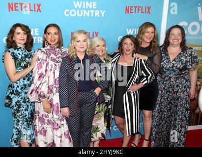 Tina Fey, Maya Rudolph, Amy Poehler, Paula Pell, Rachel Dratch, attending the 'Wine Country' World Premiere held at The Paris Theatre in New York City Stock Photo