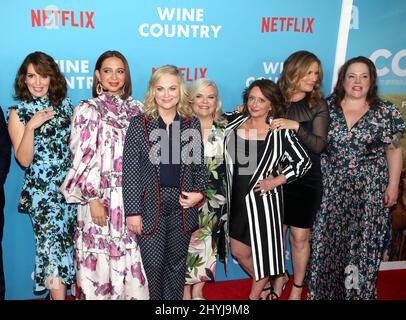 Tina Fey, Maya Rudolph, Amy Poehler, Paula Pell, Rachel Dratch, attending the 'Wine Country' World Premiere held at The Paris Theatre in New York City Stock Photo