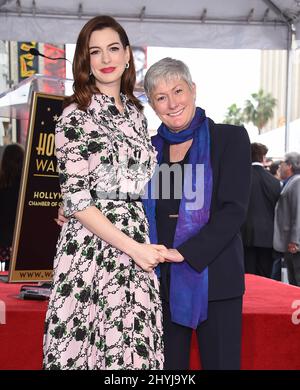 Anne Hathaway and Kate McCauley Hathaway during a Hollywood Walk of