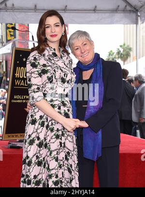 Anne Hathaway and Kate McCauley Hathaway during a Hollywood Walk of