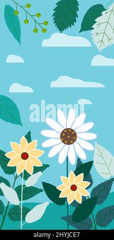 Floral spring leaves and flowers vertical backgrounds social media stories templates, color vibrant banners, posters, cover design, wallpapers. Vector Stock Vector