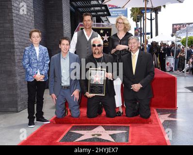 Ryder Fieri, Hunter Fieri, Matthew McConaughey, Guy Fieri, Kathleen Finch and Leron Gubler at his Hollywood Walk of Fame star ceremony on May 22, 2019 in Hollywood, CA Stock Photo