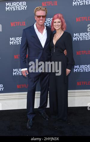 Jake Busey and April Hutchonson attending the premiere of Murder Mystery in Los Angeles, California Stock Photo