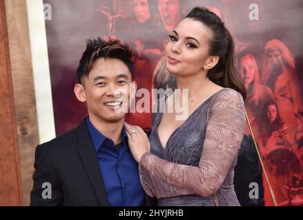 James Wan and Ingrid Bisu attending the Annabelle Comes Home Premiere held in Los Angeles, USA on Thursday 20 June, 2019. Stock Photo