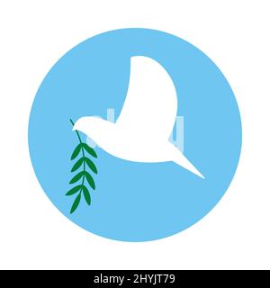 White dove in flight holding an Olive Branch. Vector Concept illustration Stock Vector
