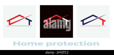 Home Logo Template Design. House protection. Vector illustration set Stock Vector
