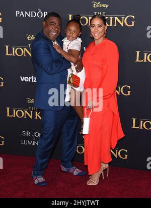 Tracy Morgan, Maven Sonae Morgan and Megan Wollover at 'The Lion King' world premiere held at the Dolby Theatre on July 9, 2019 in Hollywood, CA. Stock Photo