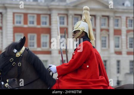 London, England, UK. Members of the Life Guards / Household Cavalry at the morning Changing of the Guard in Horse Guards Parade Stock Photo