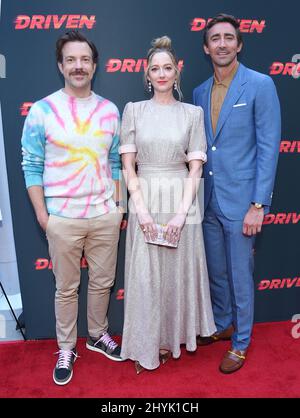 Jason Sudeikis, Judy Greer and Lee Pace attending the premiere of Driven, in Los Angeles, California Stock Photo