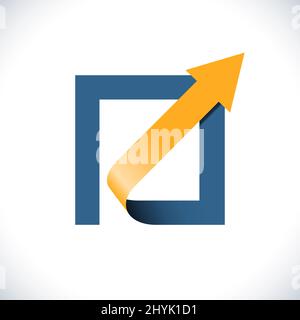Square with outgoing arrow. Innovate, investment, export and growth concept.  Vector Logo Template Design Stock Vector