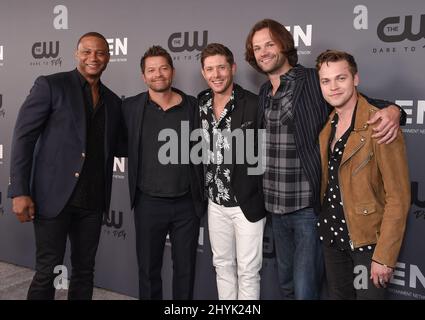 David Ramsey, Misha Collins, Jensen Ackles, Jared Padalecki and Alexander Calvert arriving to the The CW's Summer TCA All Star Party at Beverly Hilton Hote Stock Photo