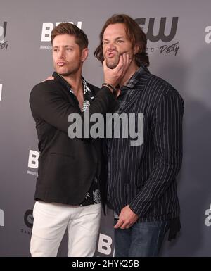 Jensen Ackles and Jared Padalecki arriving to the The CW's Summer TCA All Star Party at Beverly Hilton Hote Stock Photo