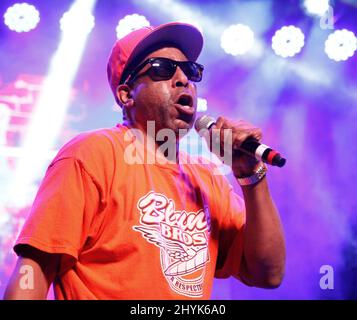 Tone Loc onstage at the I LOVE THE 90'S concert at the Fremont Street Experience Labor Day Weekend Concerts held on the Third Street Stage on September 1, 2019 in Las Vegas. Stock Photo