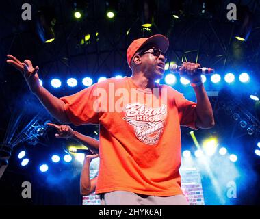 Tone Loc onstage at the I LOVE THE 90'S concert at the Fremont Street Experience Labor Day Weekend Concerts held on the Third Street Stage on September 1, 2019 in Las Vegas. Stock Photo