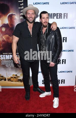 Jai Courtney and Beau Knapp arriving to the 'Semper Fi' Los Angeles Screening at ArcLight Cinema on September 24, 2019 in Hollywood, CA. Stock Photo