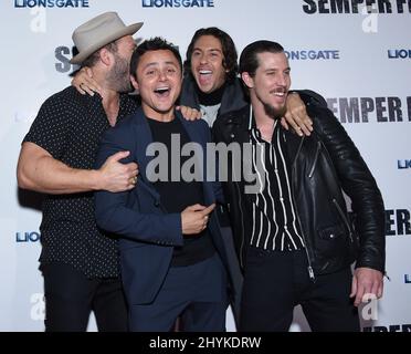 Jai Courtney, Arturo Castro, Nat Wolff and Beau Knapp arriving to the 'Semper Fi' Los Angeles Screening at ArcLight Cinema on September 24, 2019 in Hollywood, CA. Stock Photo