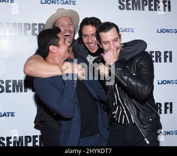 Jai Courtney, Arturo Castro, Nat Wolff and Beau Knapp arriving to the 'Semper Fi' Los Angeles Screening at ArcLight Cinema on September 24, 2019 in Hollywood, CA. Stock Photo