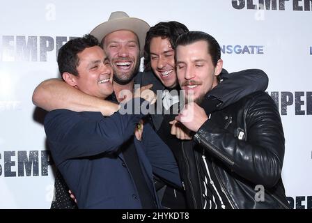 Jai Courtney, Arturo Castro, Nat Wolff and Beau Knapp arriving to the 'Semper Fi' Los Angeles Screening at ArcLight Cinema on September 24, 2019 in Hollywood, CA. Stock Photo