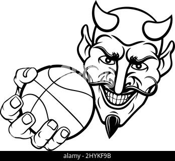 Devil Satan Basketball Sports Mascot Cartoon Stock Vector