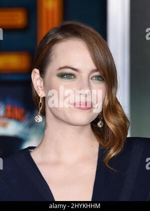 Emma Stone at the 'Zombieland Double Tap' World Premiere held at the Regency Village Theatre on October 10, 2019 in Westwood, CA. Stock Photo