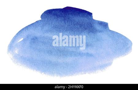 Abstract blue watercolor shape. Watercolor hand drawn shape isolated on ...