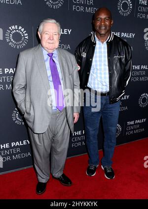 Frank A. Bennack Jr. & Evander Holyfield attending Success in Business and in Life: Hearst's Frank A. Bennack Jr. in Conversation with Gayle King at The Paley Centerr for Media on October 16, 2019 in New York City, NY Stock Photo