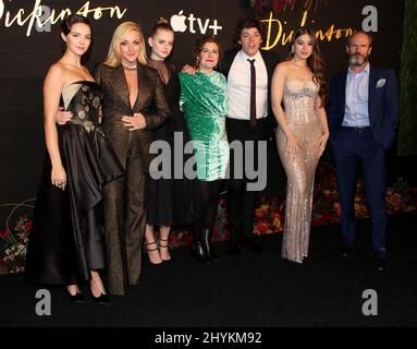 Ella Hunt, Jane Krakowski, Anna Baryshnikov, Alena Smith, Adrian Blake Enscoe, Hailee Steinfeld & Toby Huss attending the 'Dickinson' World Premiere at St. Ann's Warehouse on October 17, 2019 in Brooklyn, USA. Stock Photo