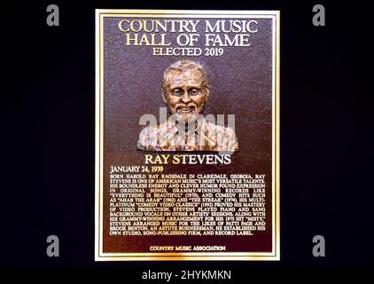 Ray Stevens Plaque onstage at the 2019 Country Music Hall of Fame Medallion Ceremony held at the Country Music Hall of Fame & Museum on October 20, 2019 in Nashville, USA. Stock Photo