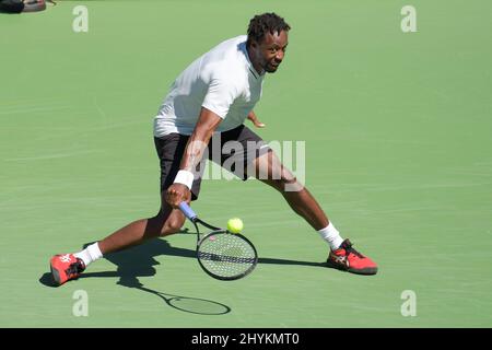 Gael Monfils (FRA) defeated Daniil Medvedev (RUS) 4-6, 6-3, 6-1, at the BNP Paribas Open being played at Indian Wells Tennis Garden in Indian Wells, California on March 14, 2022: © Karla Kinne/Tennisclix/CSM Stock Photo