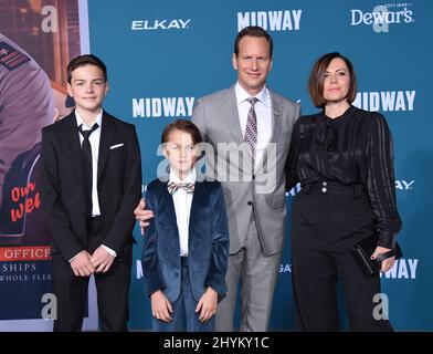 Patrick Wilson, Kassian McCarrell Wilson, Kalin Patrick Wilson and Dagmara Dominczyk attending the World premiere of Midway Stock Photo