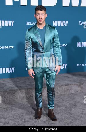 Nick Jonas attending the World premiere of Midway Stock Photo